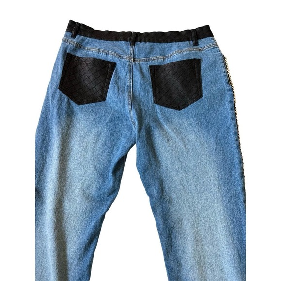 DG2 by Diane Gilman Baby Bootcut Gold Chain Leather Pocket Jeans Size Women's14P - Picture 12 of 12